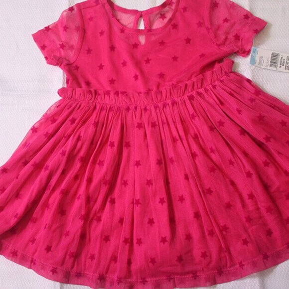 Toughskins Girls size 18 Months Dress Pink Fuchsia Star Pullover New 18M - Picture 3 of 7